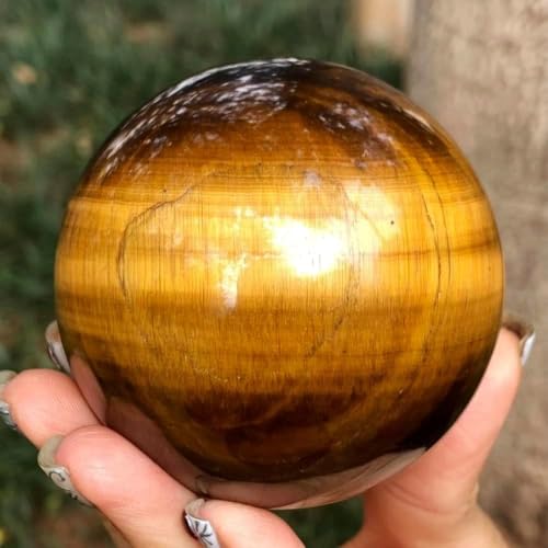 Natural Tiger Eye Crystal Sphere and Column with Base - Spiritual Energy Gemstone Art Piece for Feng Shui Home Decoration（Tower:5.91" Tall, Sphere:1.97‑2.36" Diameter） Tiger's Eye