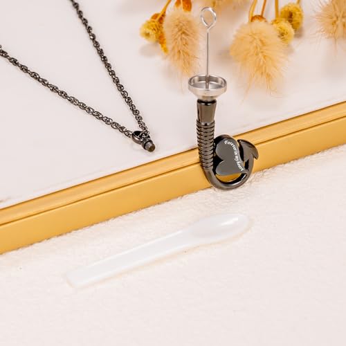 Gredstar Fishing Hook Urn Necklace for Ashes, Memorial Pendant Fishhook with Heart