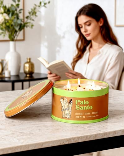 AOOVOO Palo Santo Candle for Meditation & Cleansing - 12oz Scented Candle
