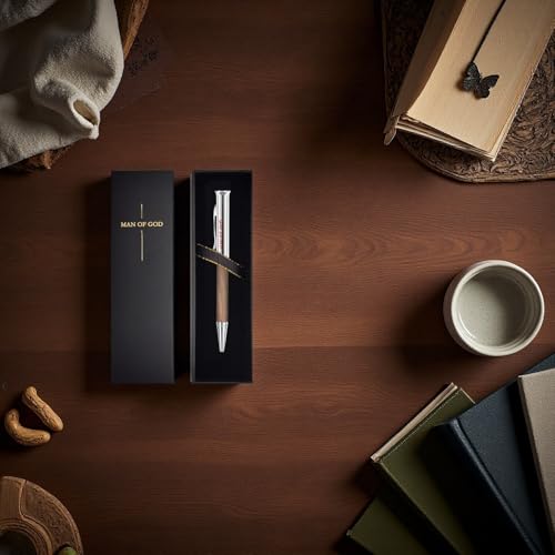 Christian Gifts for Men: Engraved Man of God Luxury Walnut Wood Rollerball Pen - Perfect Pastor Appreciation, Father's Day & Christian Graduation Gifts 1