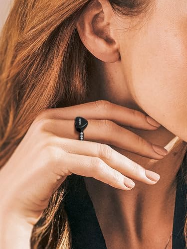 Richsteel Stainless Steel Heart/Claddagh Cremation Urn Ring for Ashes 03-Black-Heart 8