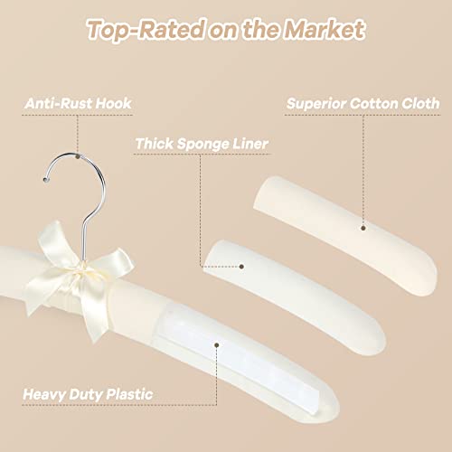 Padded Clothing Hangers Pack of 10, Heavy Duty Fabric Coat Hanger Solid