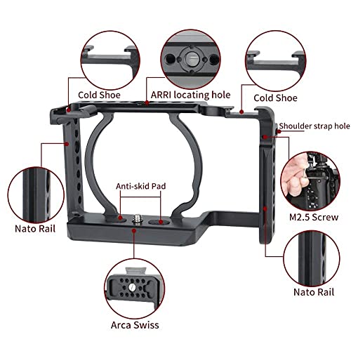 NICEYRIG Cage for Sony Alpha A6600, with NATO Rails and Cold Shoe Mounts - 340