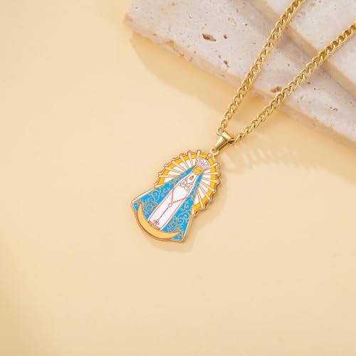 VASSAGO Our Lady of Luján Necklace Virgin Mary Pendant for Women Gold
