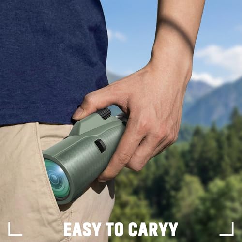 Monocular Telescope - 12x56 High Powered, Compact, Dust-Proof, Waterproof, Handheld Scope with Smartphone Adapter and Metal Tripod - Ideal for Hunting, Stargazing, Birdwatching, and Outdoor Adventures Green Monocular 12 x 56