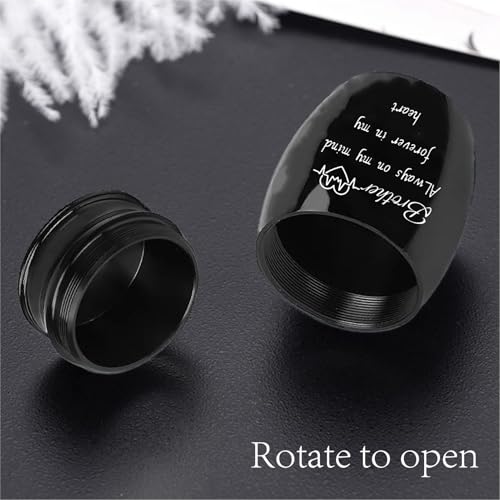 CREATCABIN Mini Keepsake Urn Small Brother Urn Black Alloy Miniature Memorial Cremation Sharing Ashes Holder Container with Bag Spoon Cloth for Funeral Burial Human Commemorative 1.6 x 1.2 Inch