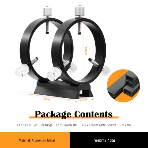 Astromania Adjustable Guide Scope Ring Set with Plate 69 mm Inside Diameter Inside Diameter -69MM