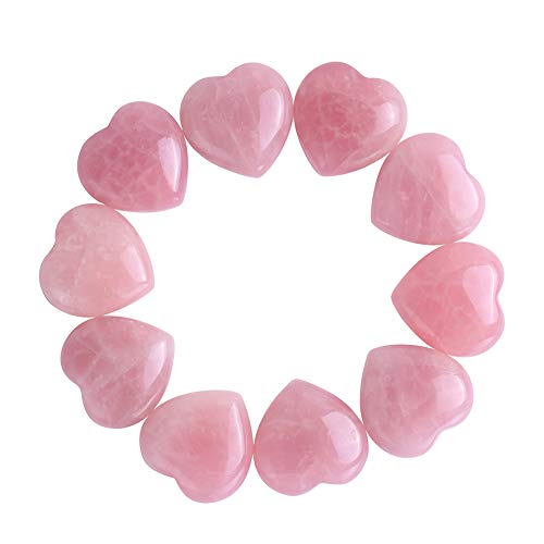 10 Pcs Healing Crystal Rose Quartz Stone Chakra Reiki Balancing Palm Pocket Polished Puff Heart Worry Stone 0.99X0.99X0.47 inch 10 Pcs Rose Quartz 25mm