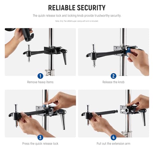 NEEWER Super Clamp with 6" Extension Arm, 5/8" Stud, 2.4" Jaw Grip UA048