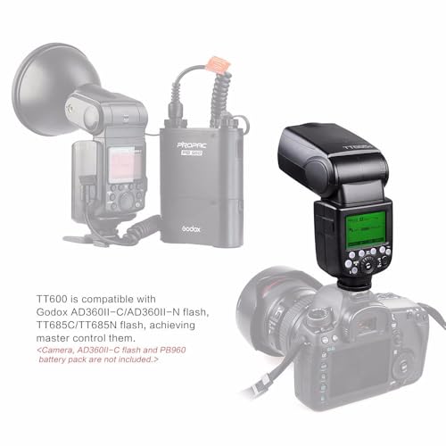 GODOX TT600 Camera Flash for Canon Nikon Pentax Fujifilm Olympus Panasonic Pentax Cameras,Built-in Godox 2.4G Wireless X System,Convenient LCD Panel,Master/Slave GN60 Flash,0.1-2.6s Recycle Time