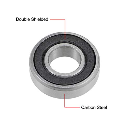 sourcing map R8RS Deep Groove Ball Bearings Z2 1/2 X 1-1/8 X 5/16inch Double Sealed Carbon Steel 10pcs 10