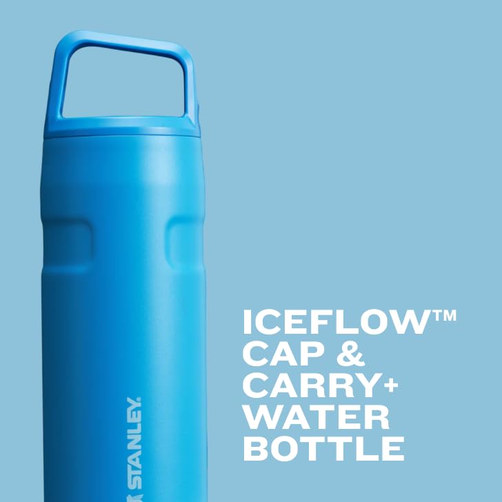 Stanley IceFlow Cap and Carry Water Bottle | Wide Mouth Twist Lid | Lightweight & Leakproof for Travel & Sports | Insulated Stainless Steel | BPA-Free Cream Glimmer 50 Oz