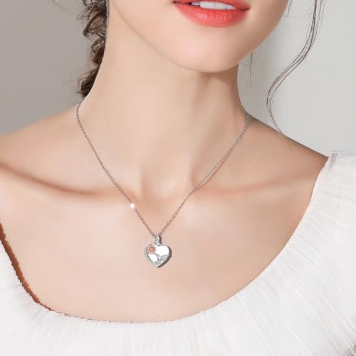 925 Sterling Silver Urn Necklace Gifts for Loss - Heart with Hummingbird Daisy, Ashes Keepsake Memorial Jewelry 18"