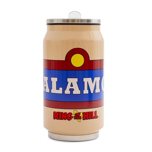 Silver Buffalo King Of The Hill Alamo Beer Logo Stainless Steel Drinking Can With Spill-Resistant Lid | Double-Walled Metal Tumbler | Holds 9 Ounces (Pack of 2) 9 Ounces (Pack of 2)