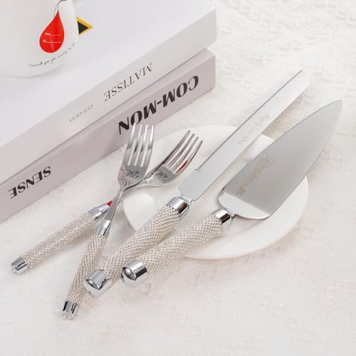 Wedding Cake Cutting Set, Cake Knife and Server Set Silver