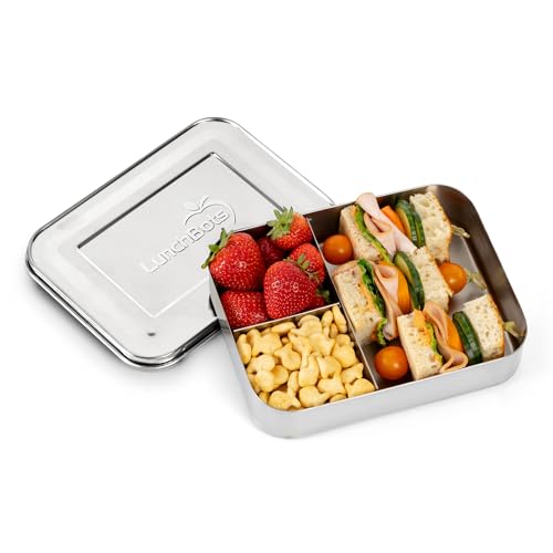 LunchBots Medium Trio Stainless Steel Kids Bento Box 3-Section 32oz 3 Section