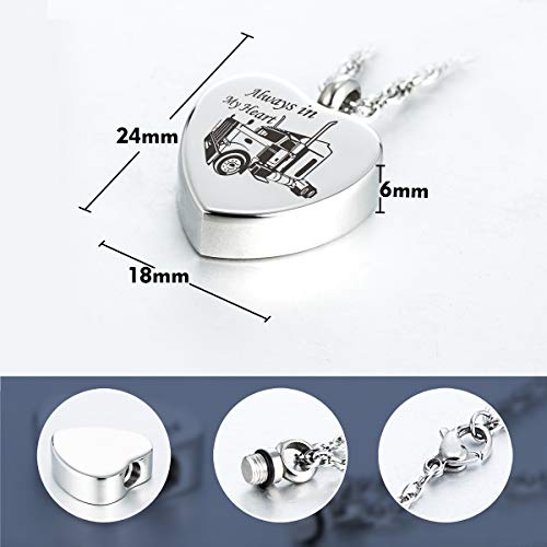 Gredstar Urn Necklace for Ashes, Heart Memorial Pendant Truck