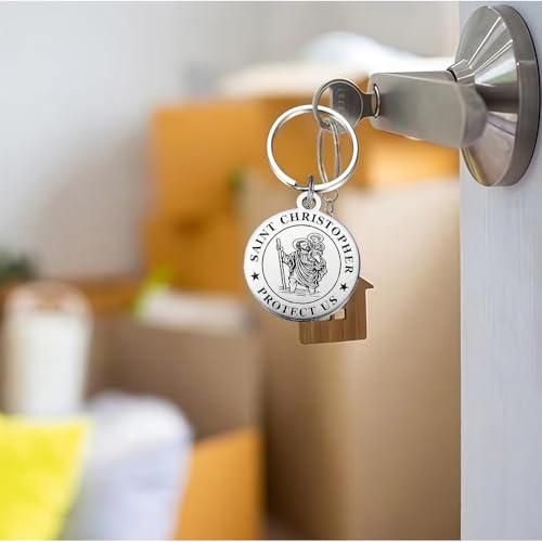 St Christopher Keyring Travel Guardian Cross Keychain for Men