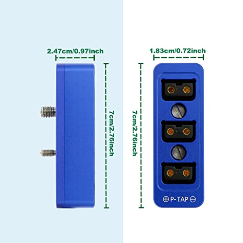 Alvin's Cables D-tap Splitter P-Tap HUB Cable Dtap Male to Three Port D tap Female Splitter Cable with Screw Threads for ARRI RED Z CAM Cameras TILTA Steadicam IDX V-Mount Battery-Blue 50cm/19.7in blue