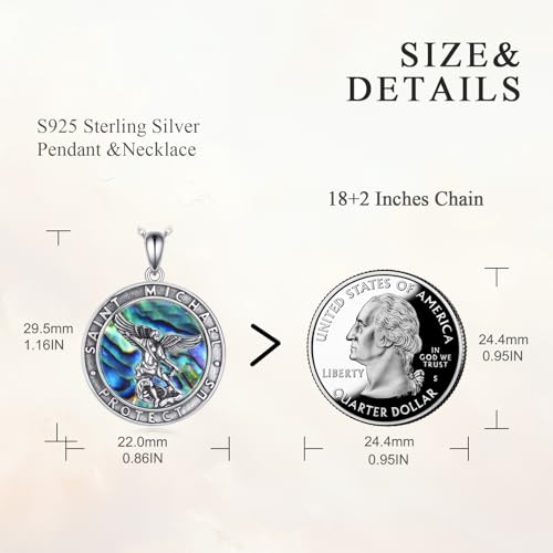 VONALA St Michael/Virgin Mary Necklace 925 Sterling Silver Amulet Coin Pendant Jewelry for Men Women St Michael-A