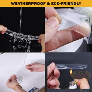 KLAPiT Super Tape Clear Double Sided Heavy Duty Adhesive 40in Enhanced Nano Technology Waterproof Mounting Tape Holds 90 lbs 2.28lb per Inch 2 Packs