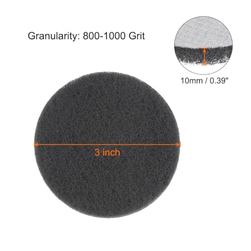 TA-VIGOR 3 Inch Drill Scrub Pads 800-1000 Grit Abrasive Scouring Pad 8pc Grey 800-1000 Grit, 8pc