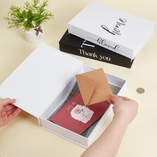 AHANDMAKER Set of 3 Thankful Grateful Blessed Decorative Books for Home Decor, Farmhouse Rustic Stacked Display Faux Books Paper Storage Boxes for Coffee Table Bookshelf Mantel Entryway Decoration