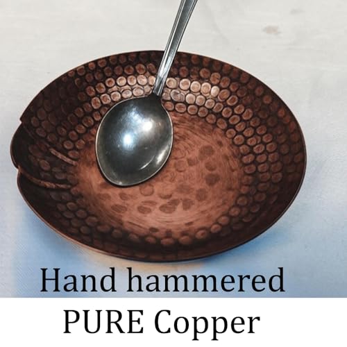 Pure Copper Spoon Rest Dish Bowl Counter Hammered Kitchen Utensil Holder Stove Top Cooking Accessories Countertop Handmade Solid Farmhouse Rustic Handcrafted Antique Small Set of 2