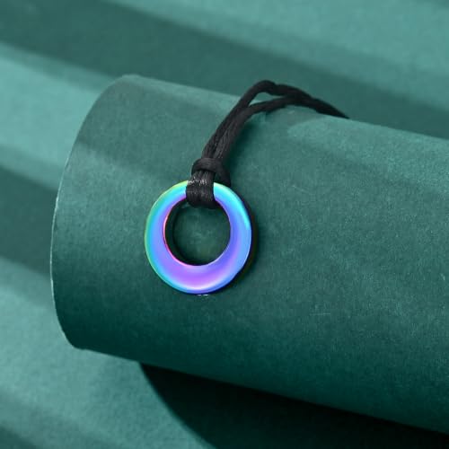 Cremation Jewelry-Circle of Life Eternity Keepsake Memorial Pendant Necklace for Ashes for Women Gifts With Funnel Kit & Bag Rainbow