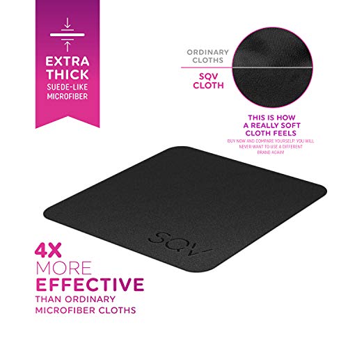 Premium Microfiber Cleaning Cloth 6x6 in - Extra Soft Suede Feel Lint Free Cloths for Eyeglasses & Glass - Compatible with iPad, iPhone, Tablet, MacBook, TV Screen, LCD, Camera Lens (24 Small, Black) 24 Small