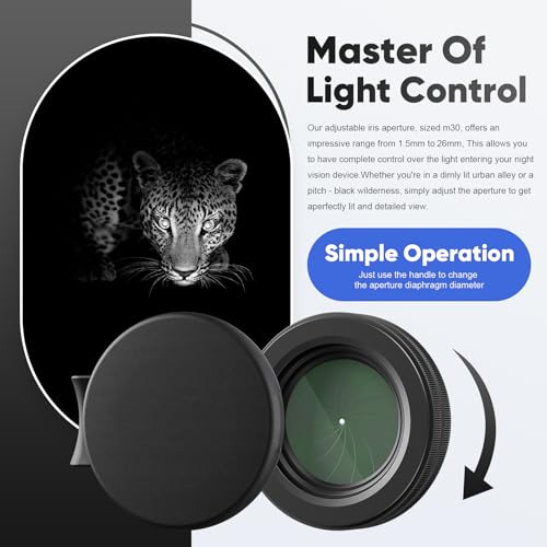 Adjustable Iris for PVS14 – Lens Reversing Adapter for PVS14 Night Vision, 30mm Scope Rings, Step Up Rings – Compatible with Holosun IRIS, EF to RF Adapter, RF to EF Lens Adapter (2 Pack) 2 Pack