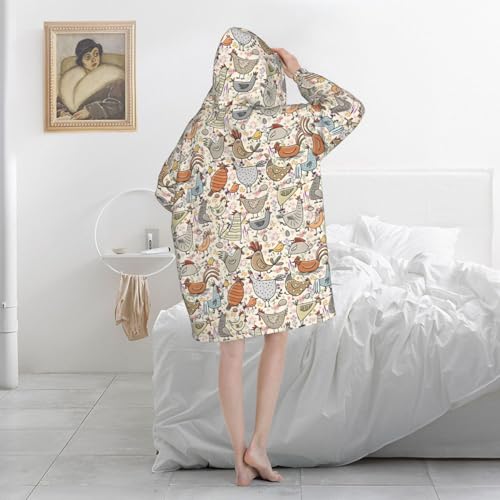 Wearable Blanket Oversized Blanket Hoodie Cozy Hoodie For Adults Sweatshirt Sweater Blanket Hoodie With Pocket Chicken