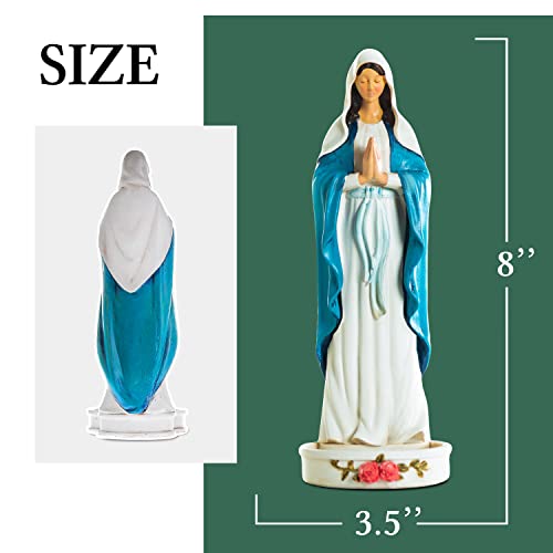 Virgin Mary Rosary Holder Statue, 8'' Polyresin Madonna, Catholic Classic
