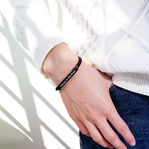 RIPFEVURN 4 Pack Cremation Jewelry Urn Bracelet for Ashes for Women Men Adjustable Memorial Keepsake Bangle Rope Braided Bracelet Black-4pcs
