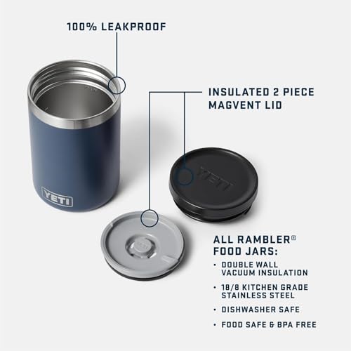YETI Rambler 16 oz Food Jar, Vacuum Insulated, Stainless Steel, With Airtight Lid, Navy