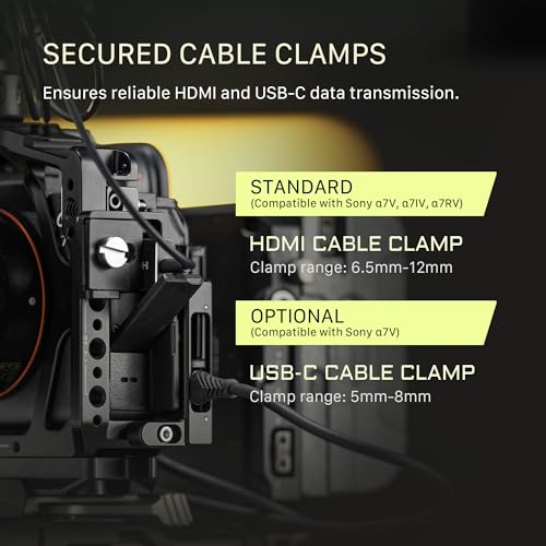 Tilta Full Camera Cage for Alpha 7V A7V, A7IV, and A7R V | Modular Protective Frame | ARCA Bottom Plate | HDMI Cable Clamp Support - Black Full Cage