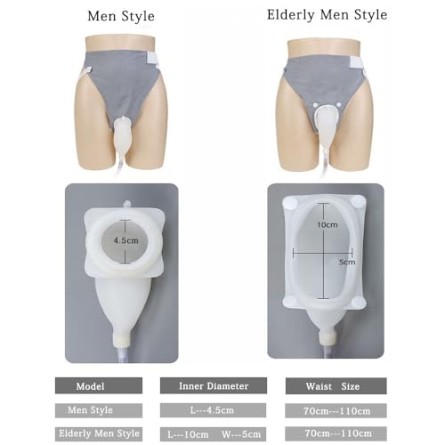 Outdoor Catheter for Men, Urinal Holder with Silicone Urinal Collector with 2 Catheter Bags for Urine (Elderly Men Grey) Elderly Men Grey