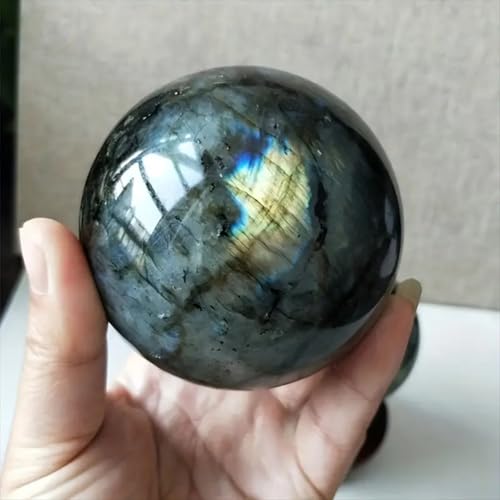 Natural Labradorite Crystal Sphere 5-6cm (1.97-2.36 Inch) Polished Flash Stone Ball Healing Crystal Orb for Meditation Reiki Chakra Energy Healing Home Decor Collectible Gift