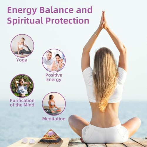 Hopeseed Orgone Crystal Pyramid Orgonite Amethyst&Blue Sandstone Stones Healing Crystals Pyramid for Positive Energ Reduce Stress Chakra Meditation Attracts Lucky and Success Spiritual Gifts