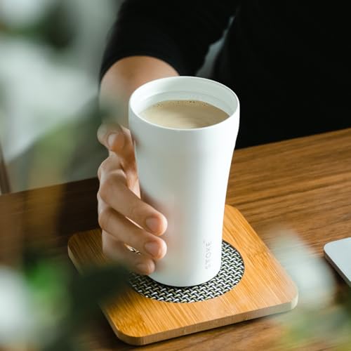 Sttoke Leakproof Ceramic Reusable Coffee Cup 12 oz - Luxe Black