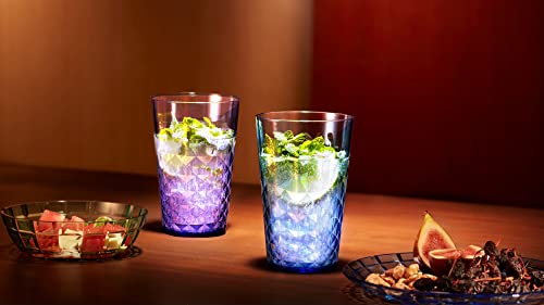 SCANDINOVIA - 32 oz Unbreakable Premium Iced Tea Drinking Glasses Tumbler (Set of 6) - BPA Free Super Grade Acrylic Plastic Cups - Dishwasher Safe, Juice - Diamond Design