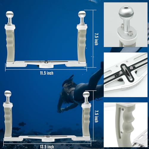 AQUANIC Underwater Camera Tray Handheld Stabilizer Tray Bracket for Camera Housing, Handle Aluminum Diving Grip for Gopro Divevolk, TG-5/6, RX100 V and Other Action Camera (Grey) Grey