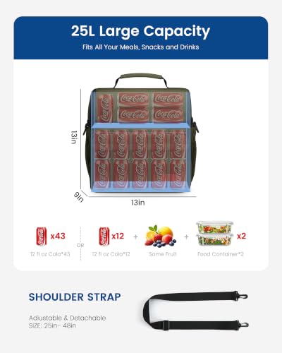LOVEVOOK Lunch Bag for Men Women, Insulated Lunch Box, Large Cooler Lunbox