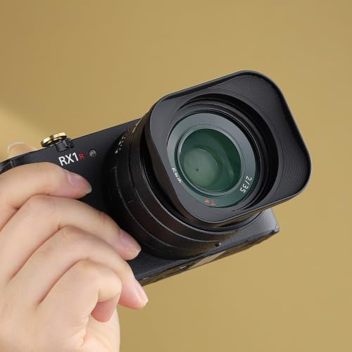 Haoge LH-S245G Metal Bayonet Square Lens Hood for Sony FE 40mm F2.5 G FE 50mm F2.5 G FE 24mm F2.8 G Lens, RX1RIII RX1R RX1RII rx1m2 rx1 R iii m3 Camera Shade with Cap on Sony A7CII A7R4 5