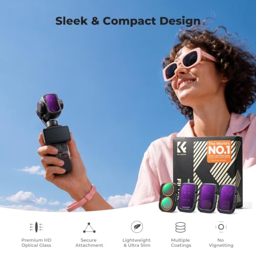K&F CONCEPT 4-Pack Filter Compatible with DJI Osmo Pocket 4P/Xtra Muse2 Pro 4 Pack-CPL+ND16+ND64+ND256