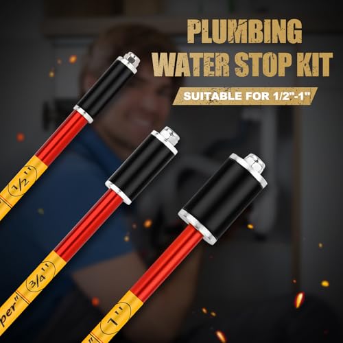 Machotsl plumbing plug tool kit with 1/2, 3/4, and 1-inch pipe water stoppers for soldering repairs