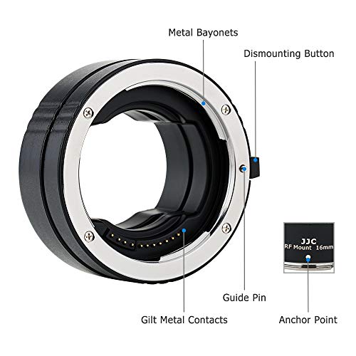JJC RF Mount Auto Focus Macro Extension Tube Set & RS-60E3 Remote Switch Shutter Release Cord for Canon EOS R/RP / R6 / R6 Mark II / R7 / R8 / R10 / R100 Cameras