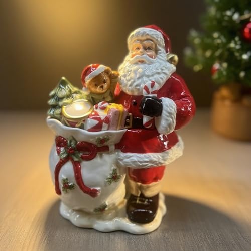 Ceramic Christmas Storage Container With Lid Candy and Cook Jar ，3D Hand-painted Santa Claus Design