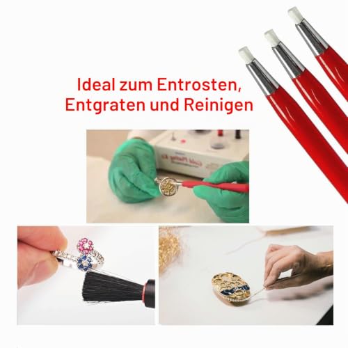 3 Pcs Fiberglass Scratch Brush Pen for Cleaning Jewelry, Watches, Coins, Electronic Applications, Rust and Corrosion Removal