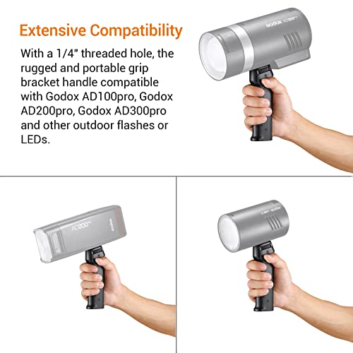 Godox FG-100 Flash Grip, Portable Flash Bracket Handle, 1/4" Screw Holder